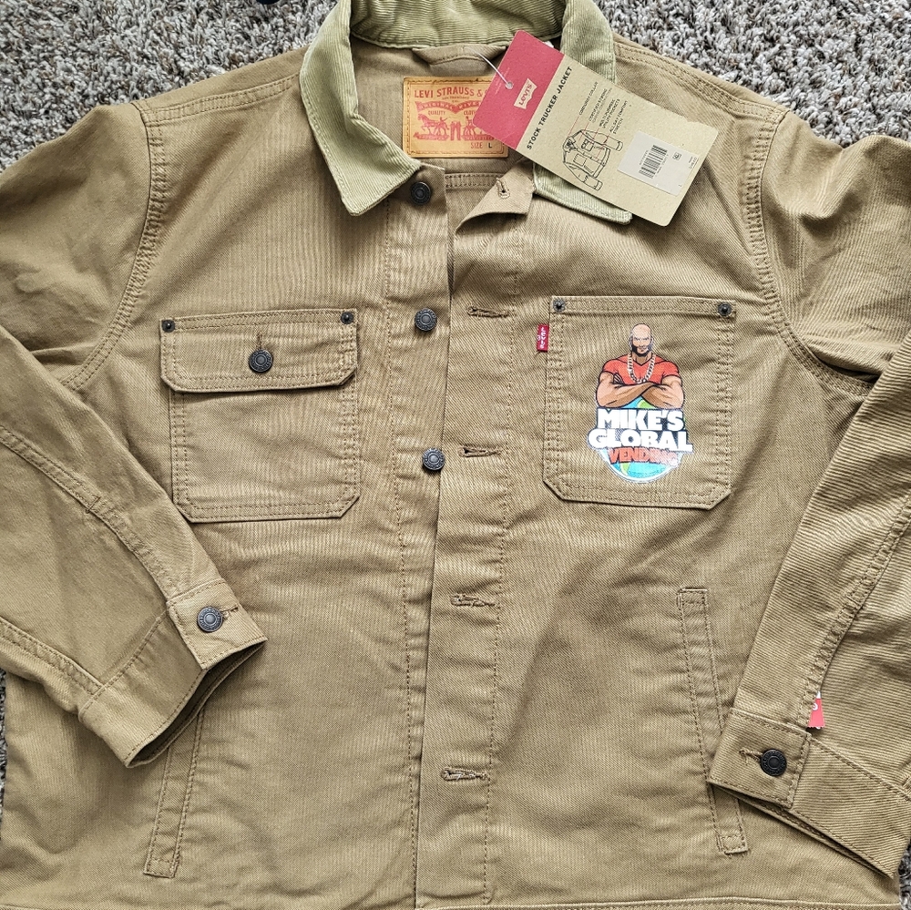New Levi Stock Trucker Jacket Work Wear Canvas Corduroy Collar Men's